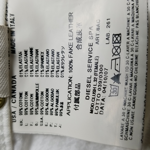 Diesel Industry Women's Clush White Skinny Jeans Size 29x32 - Picture 8 of 9